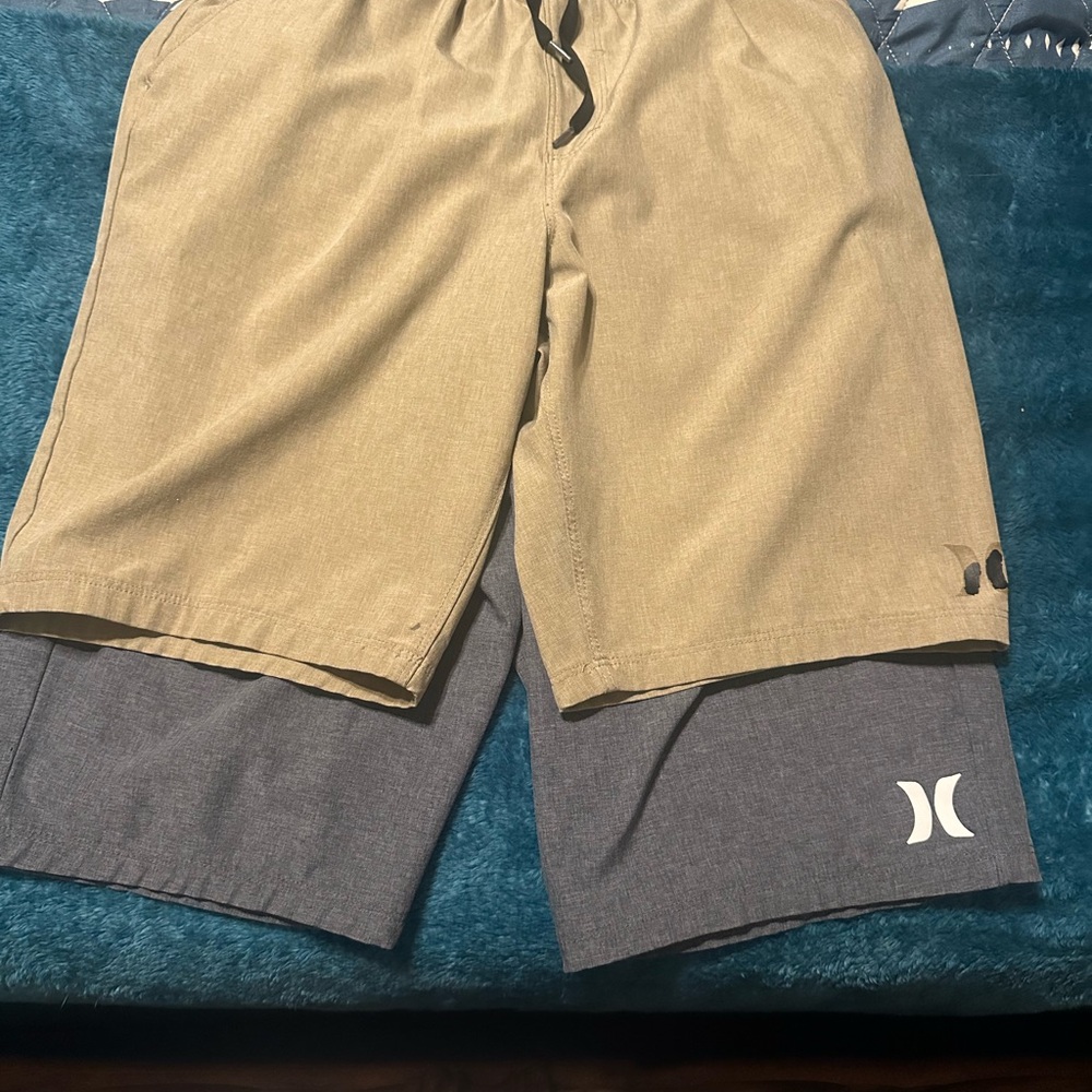 Hurley Boy Shorts in Tan and Gray~2 pairs